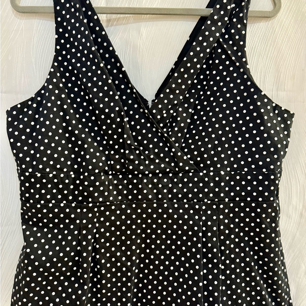 Torrid Black White Polka Dot Peplum Top 1X Rockabilly Pin Up Retro 50s Style EUC